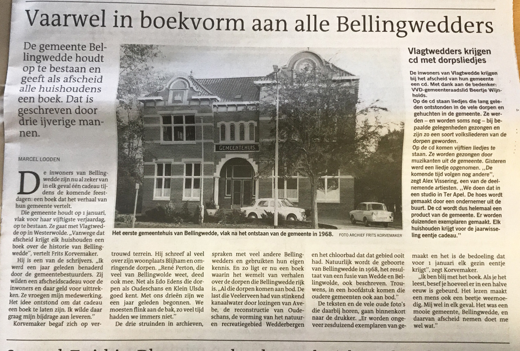 Krantenartikel publicatie boek Bellingwedde