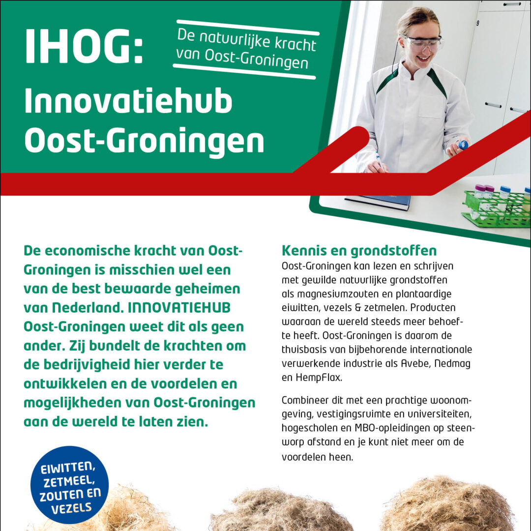 Flyer voor Innovatie HUB Oost-Groningen